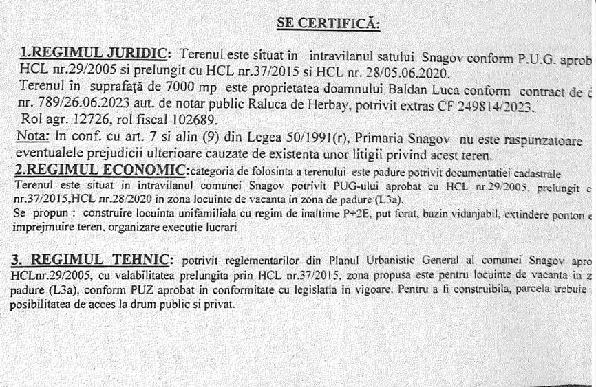 Teren Construcții intravilan de 7000 mp, în Snagov