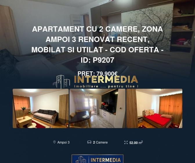 Apartament cu 2 camere decomandat, mobilat în Ampoi 3