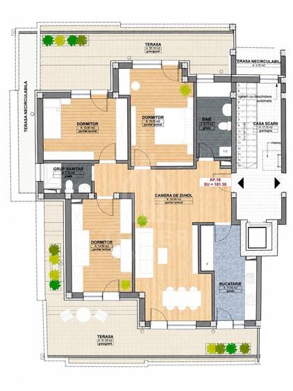 Apartament cu 4 camere în Terezian