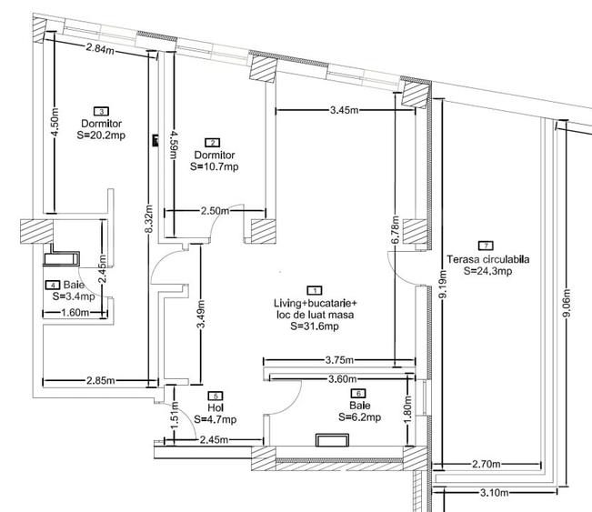 Apartament cu 3 camere semidecomandat în Dâmbul Rotund
