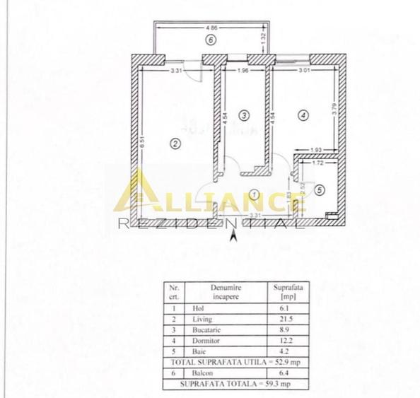 Apartament cu 2 camere decomandat, mobilat în Central