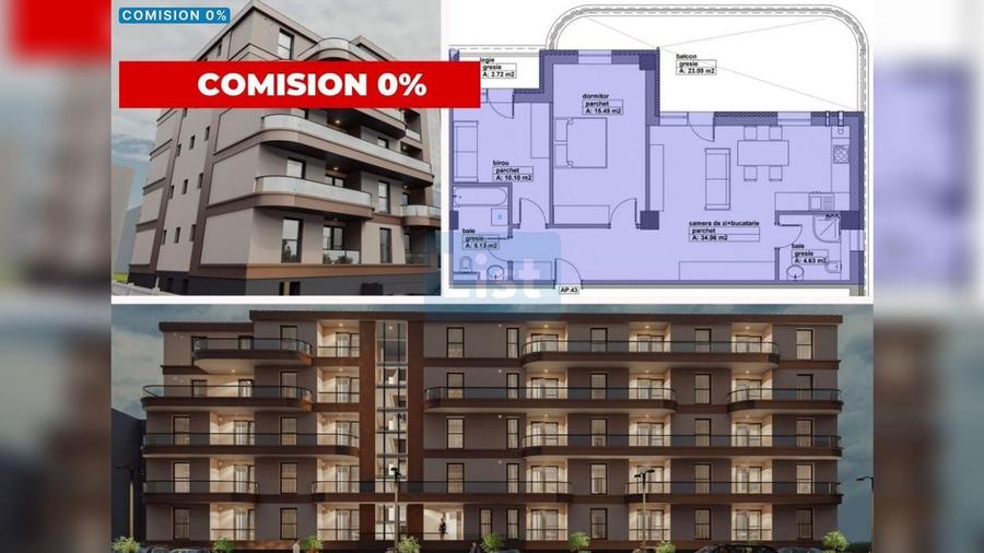 Apartament de vanzare, 3 camere, 111.44mpc, lift, terasa, comision 0% - 1