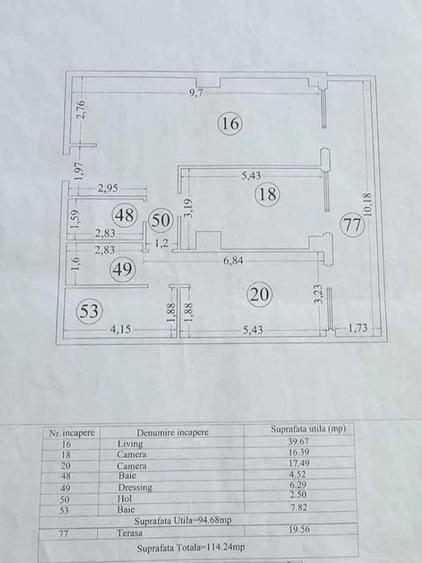 Apartament cu 3 camere decomandat în Central