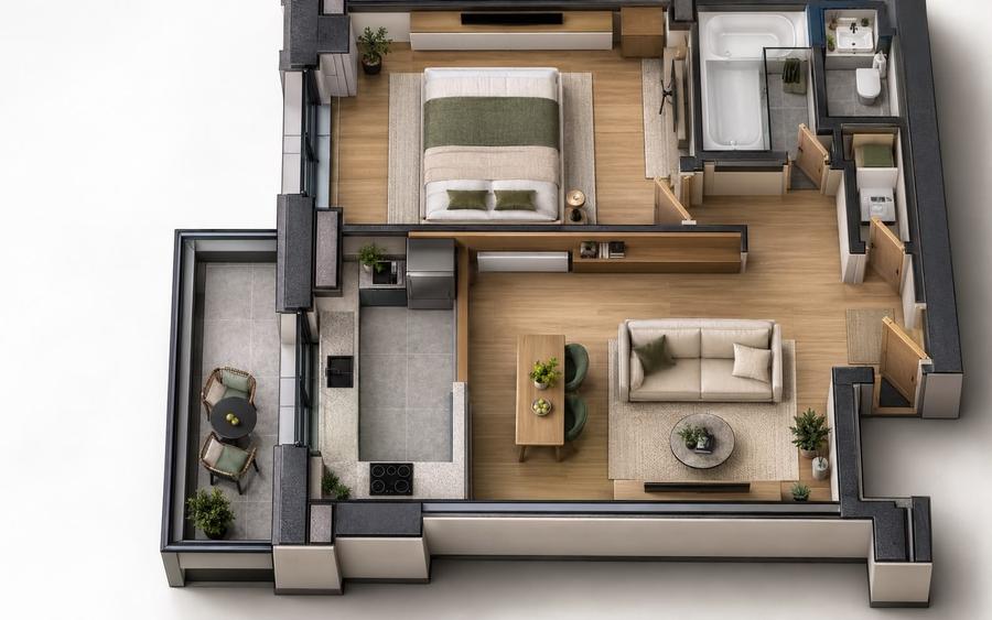 Apartament cu 2 camere decomandat în Militari