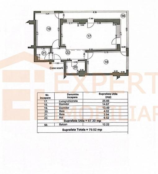 Apartament cu 3 camere în Nord