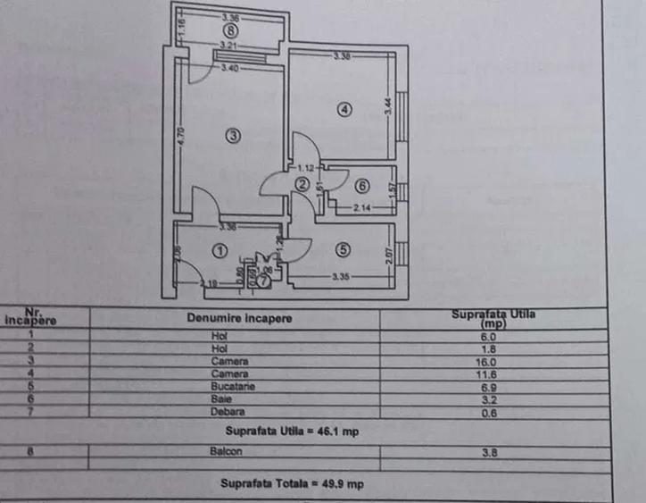 Apartament cu 2 camere semidecomandat în Brătianu