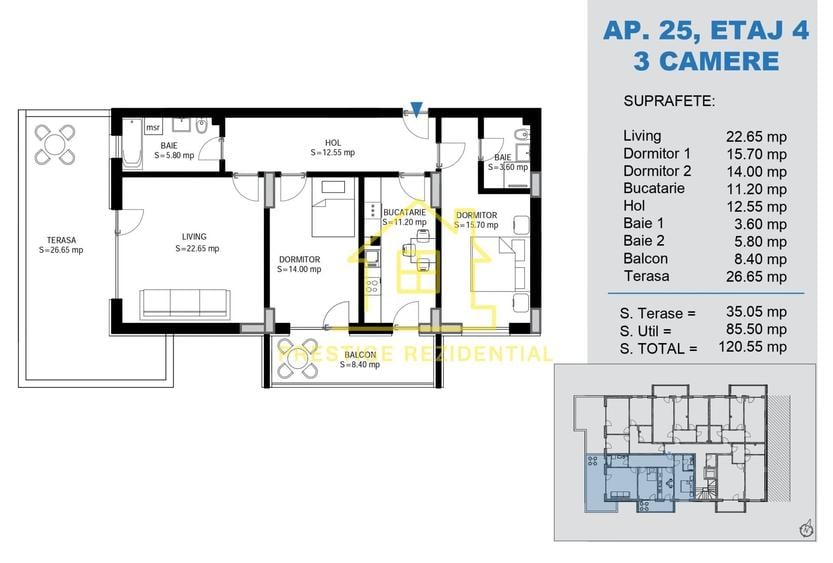 Apartament cu 3 camere decomandat în Theodor Pallady