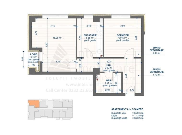 Apartament cu 2 camere decomandat în Cug