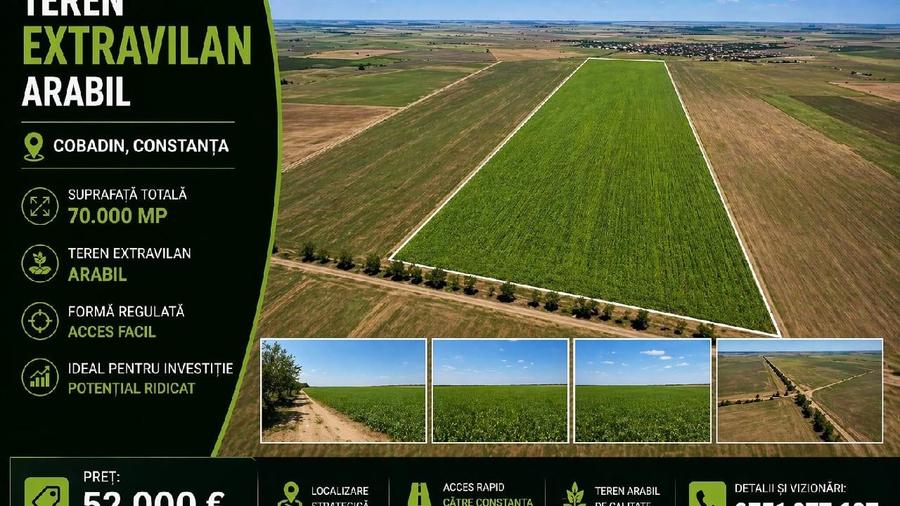 Teren agricol extravilan de 70000 mp, în Cobadin