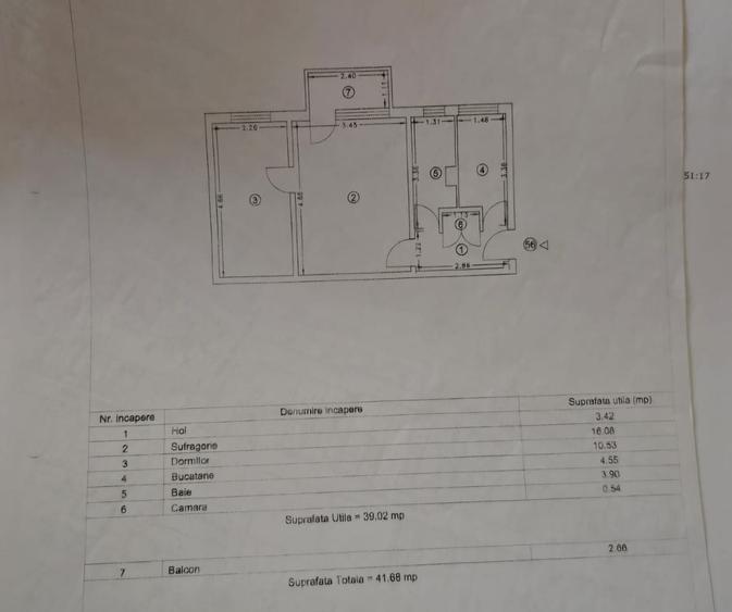 Apartament cu 2 camere semidecomandat în Km 4