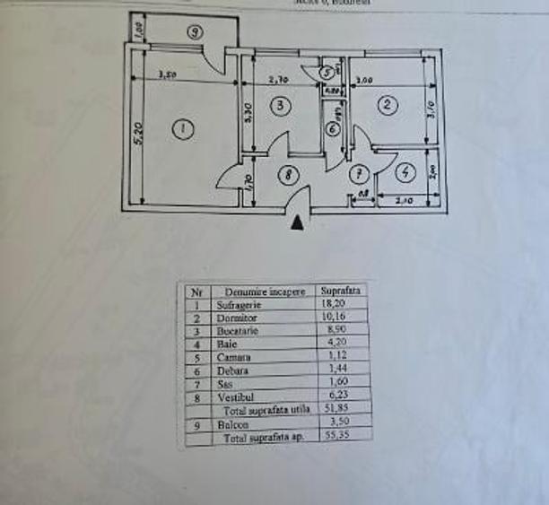 Apartament cu 2 camere decomandat în Militari