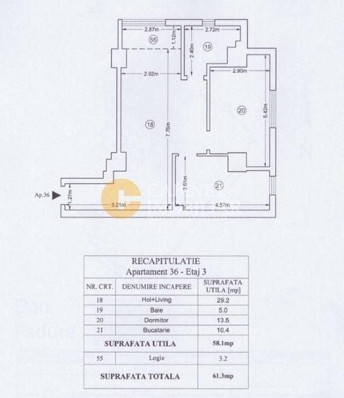 Apartament cu 2 camere în Lunca Cetățuii