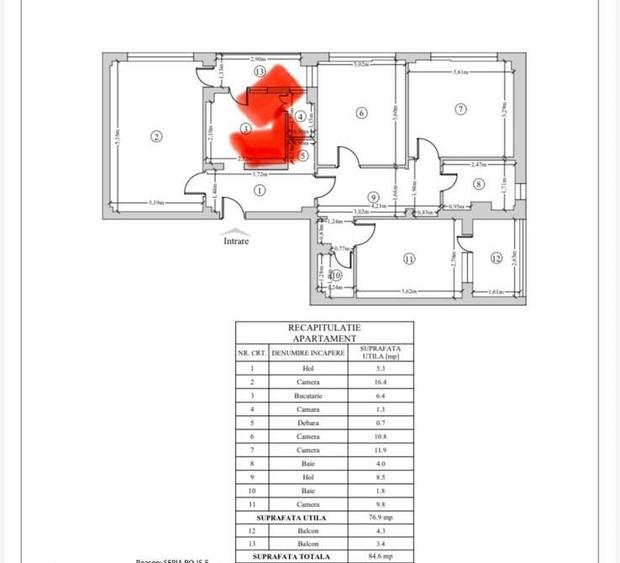 Apartament cu 4 camere decomandat în Central