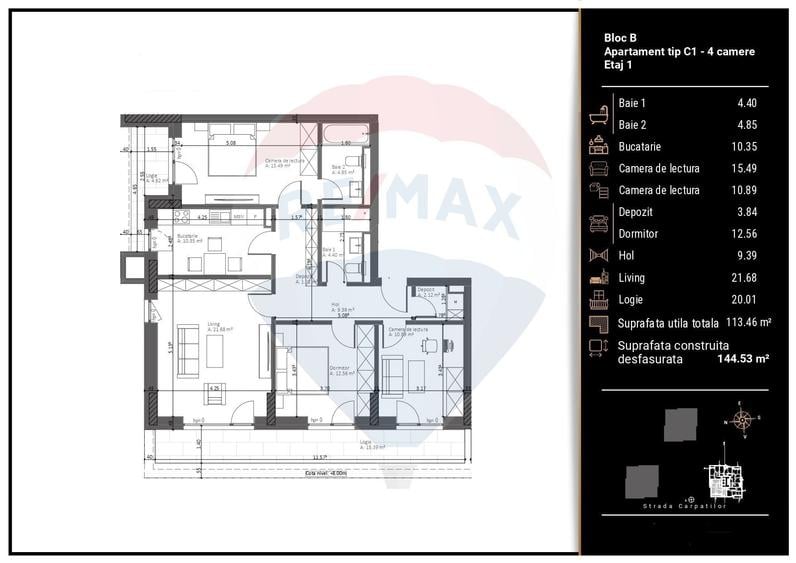 Apartament cu 4 camere în Astra
