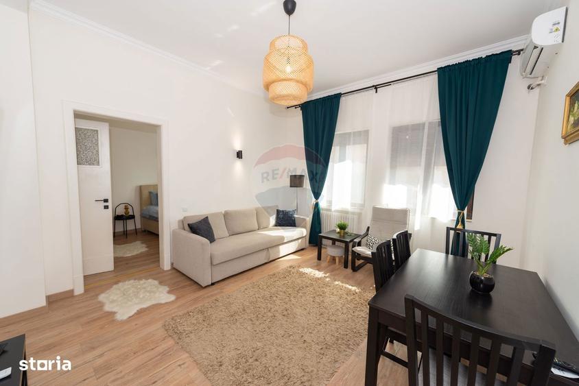 Apartament cu 2 camere, mobilat în Batistei