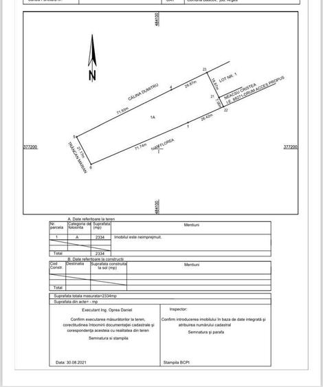 Teren Construcții intravilan de 2334 mp, în Bascov