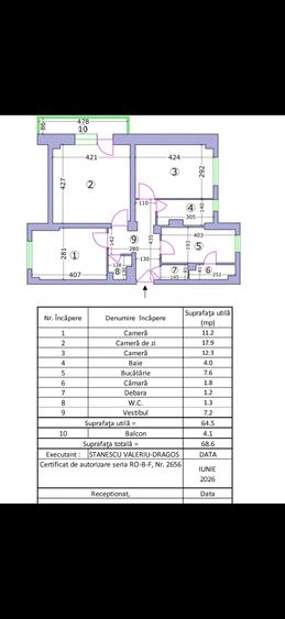 Apartament cu 3 camere decomandat în Văcăresti