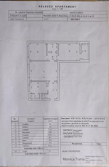 Apartament cu 3 camere semidecomandat în Berceni