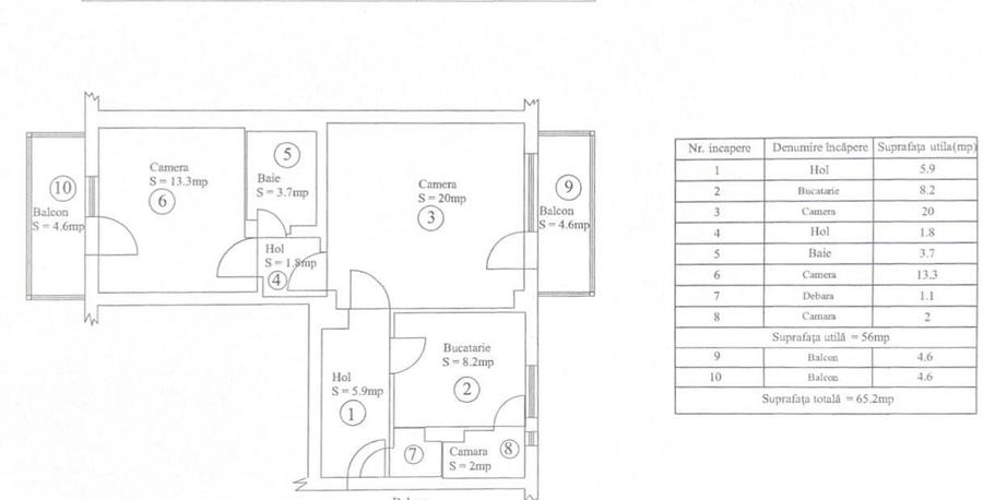 Apartament cu 2 camere semidecomandat în Dârste