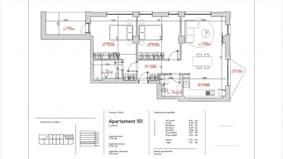 Apartament cu 2 camere decomandat în Port