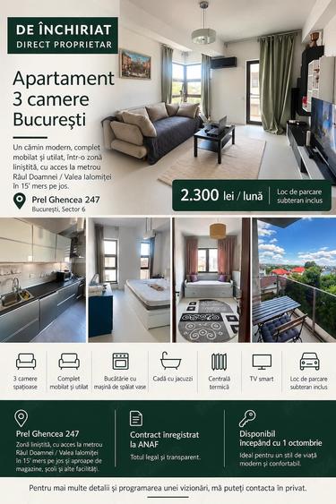 Apartament cu 3 camere decomandat în Ghencea