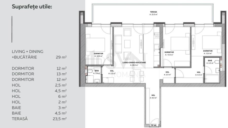 Apartament cu 4 camere decomandat în Aviației
