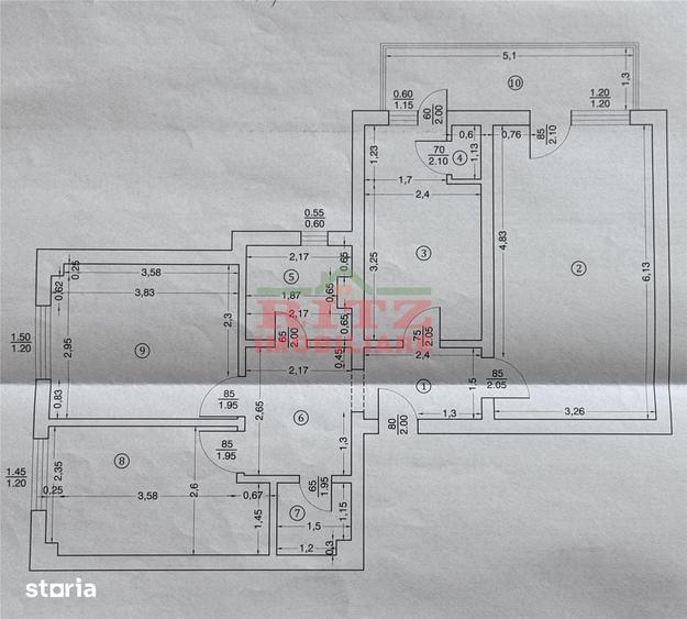 Apartament cu 3 camere decomandat în Central