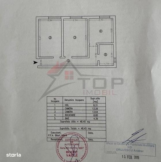 Apartament cu 2 camere decomandat în Miroslava