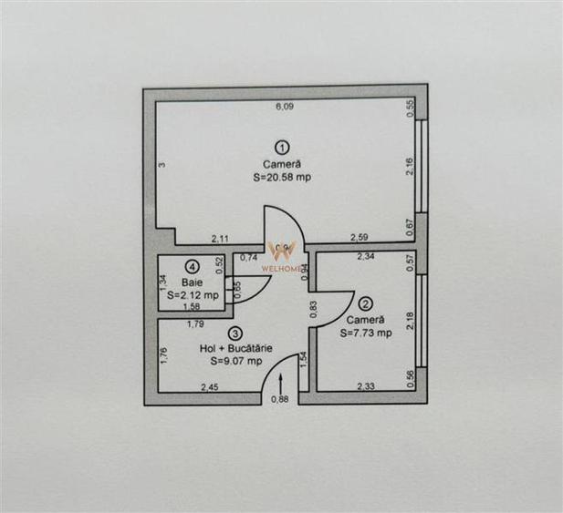 Apartament cu 2 camere decomandat în Terezian