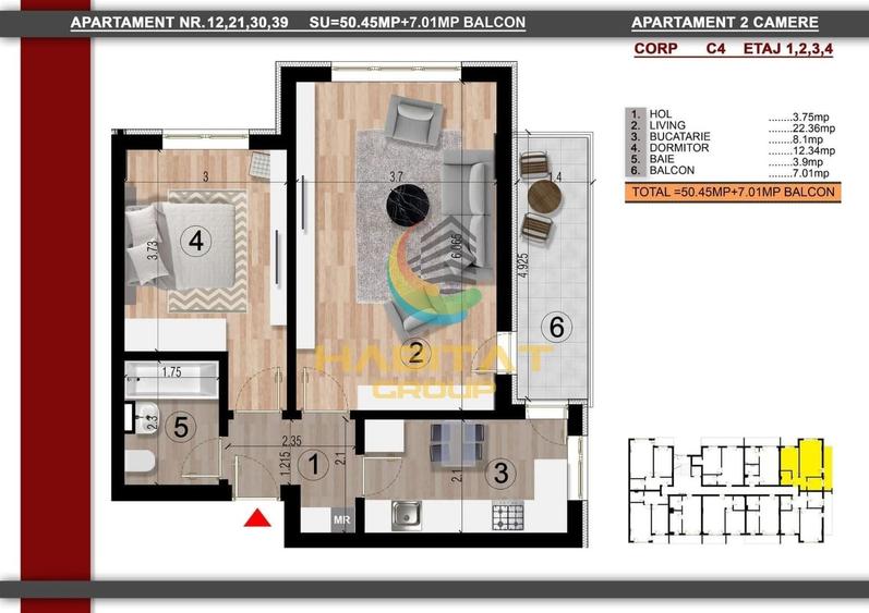 Apartament 2 camere- 55mp- acte gata- comision 0% - 7