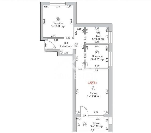 Apartament cu 2 camere în Cristian