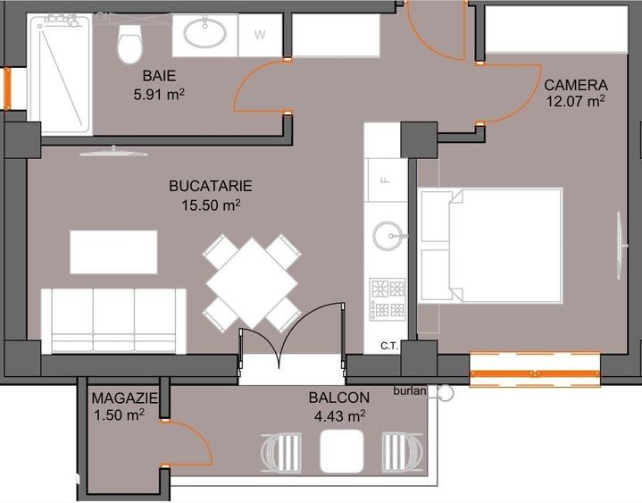 Apartament cu 2 camere si avans doar 5% - zona Doamna Stanca - Sibiu - 1