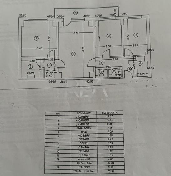 Apartament cu 3 camere semidecomandat, mobilat în 13 Septembrie