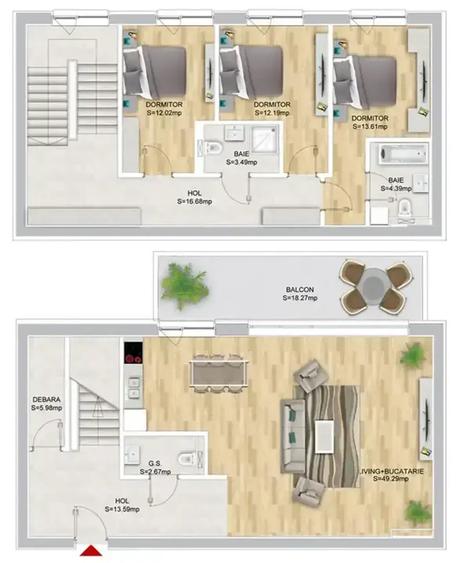Penthouse cu 4 camere decomandat în 1 Mai