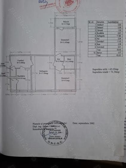 Apartament cu 3 camere semidecomandat în Central