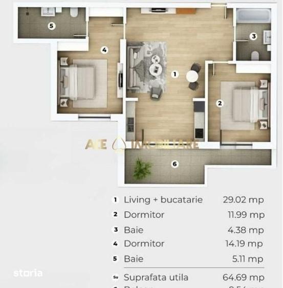 Apartament cu 3 camere în Central