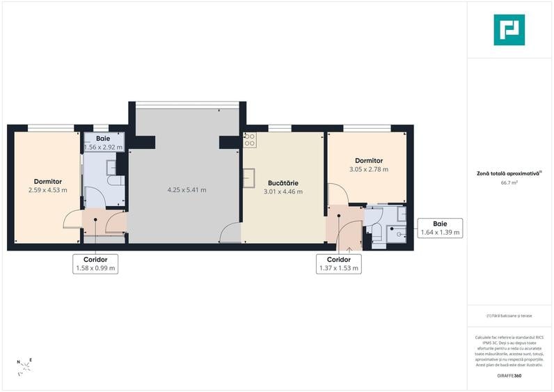 Apartament cu 3 camere în Complex Studențesc