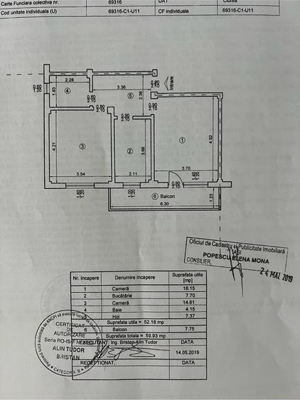 Apartament cu 2 camere decomandat în Hlincea