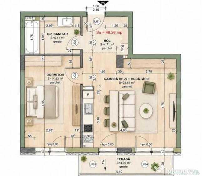 Apartament 2 camere, 48.26 mp, comision 0, zona Iris - 4