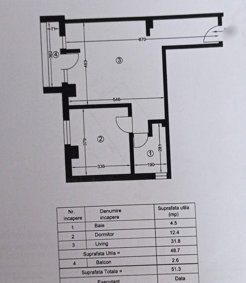 Apartament cu 2 camere nedecomandat, mobilat în Exercițiu