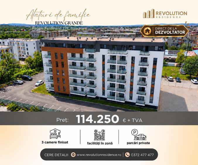 Apartament cu 3 camere decomandat în Republicii
