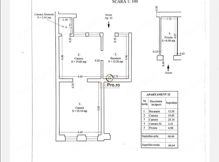 Apartament cu 2 camere în P-ța Maria
