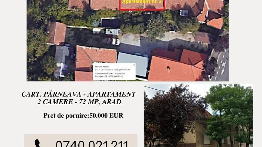 Apartament cu 2 camere semidecomandat în Pârneava