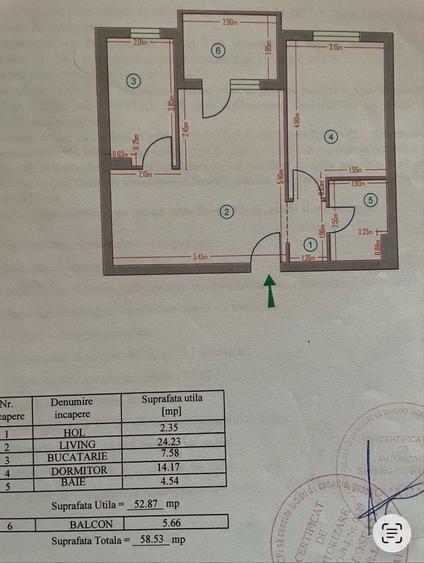 Apartament cu 2 camere semidecomandat în Central