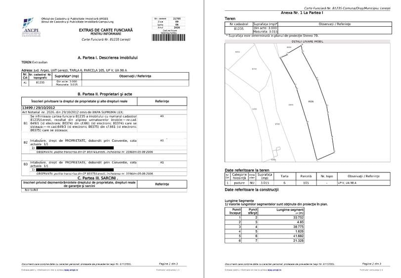 Teren Construcții extravilan de 3015 mp, în Lerești