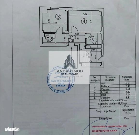 Apartament cu 2 camere decomandat în Central