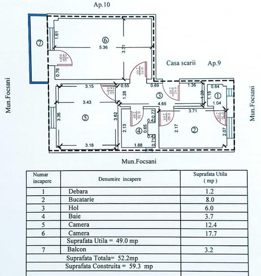 Apartament cu 2 camere decomandat în Ultracentral