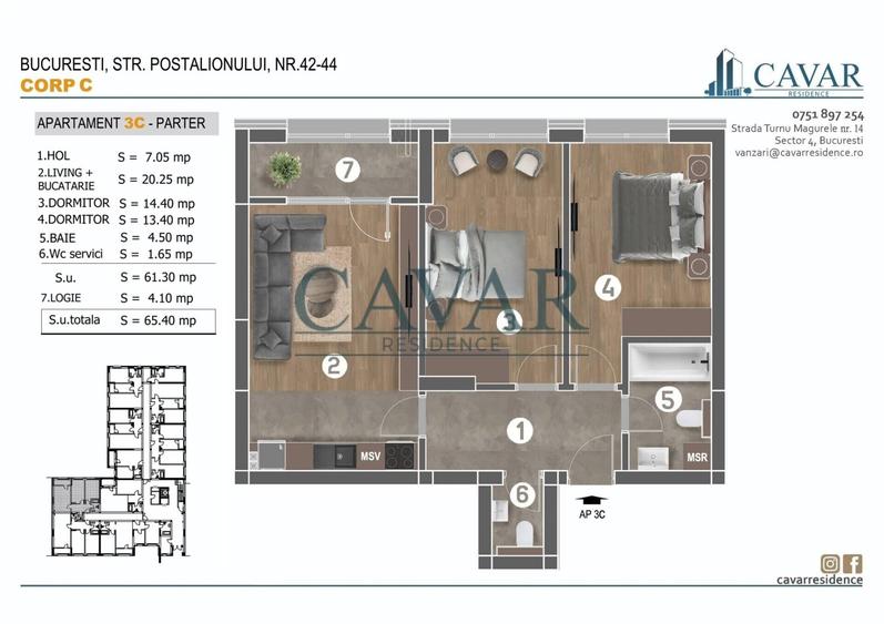 Apartament 3 Camere 65 mp Proiect Finalizat - 14