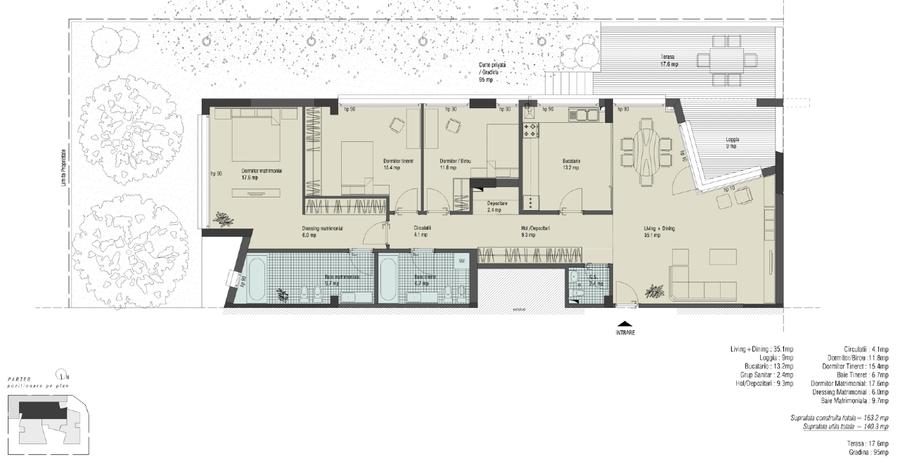 Apartament cu 4 camere decomandat în Central