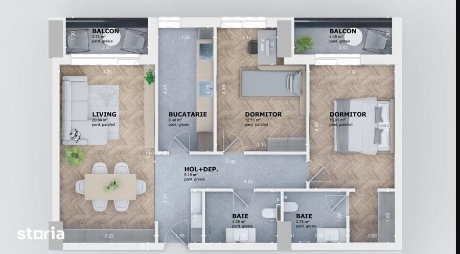Apartament cu 3 camere decomandat în Tătărași